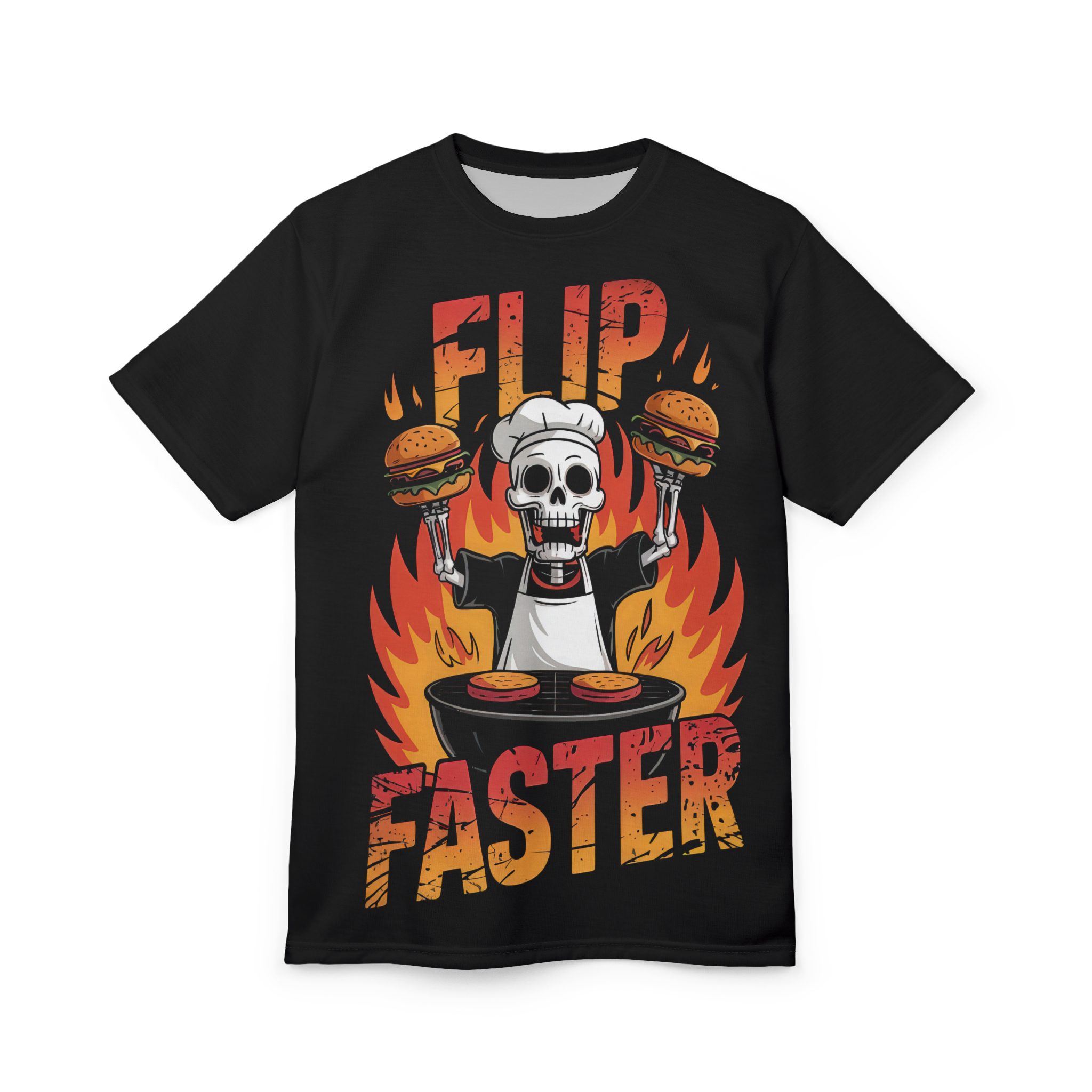Skull Chef Unisex Tee - 'Flip Faster' BBQ Graphic Shirt - Image 4
