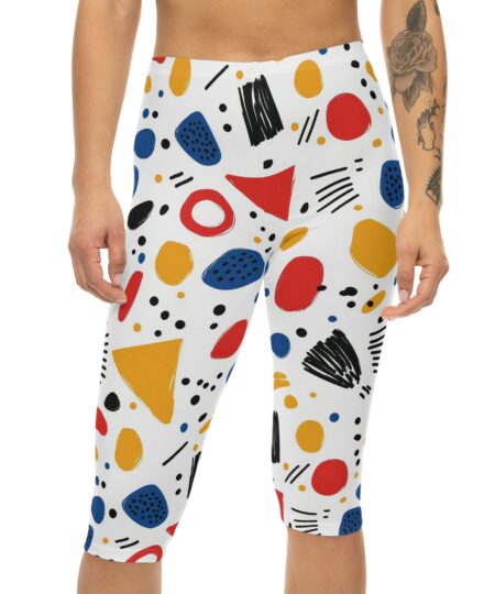 Colorful Women’s Capri Leggings - Fun Abstract Pattern for Active Lifestyle 8 Toasted Styles