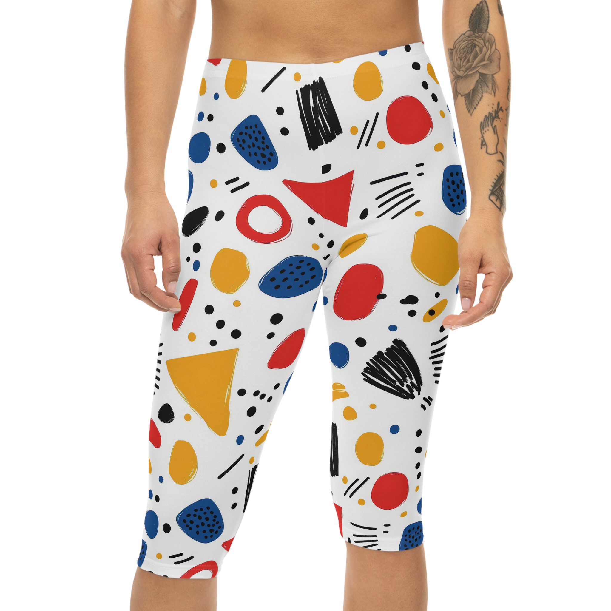 Colorful Women’s Capri Leggings - Fun Abstract Pattern for Active Lifestyle 8 Toasted Styles