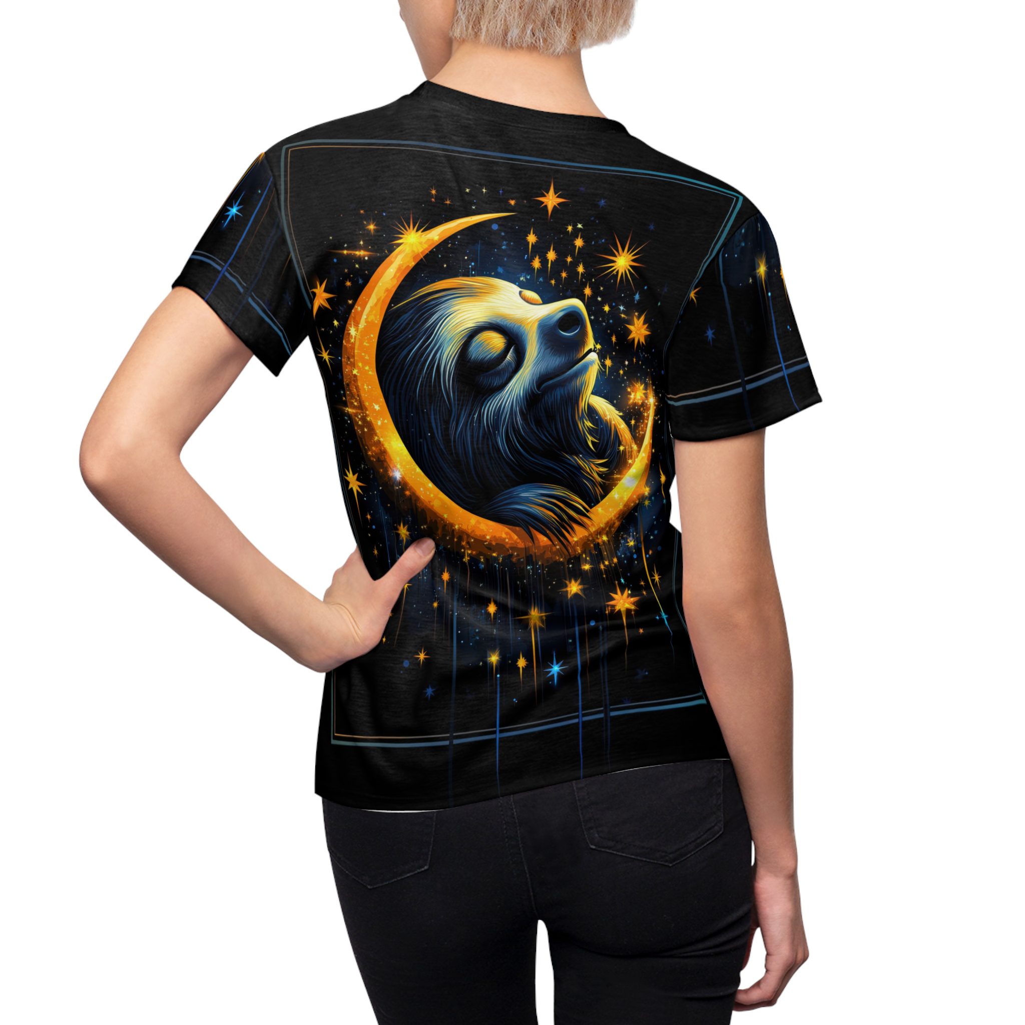 Cosmic Sloth Women's All Over Print Tee - Dreamy Night Sky Design 5 Toasted Styles