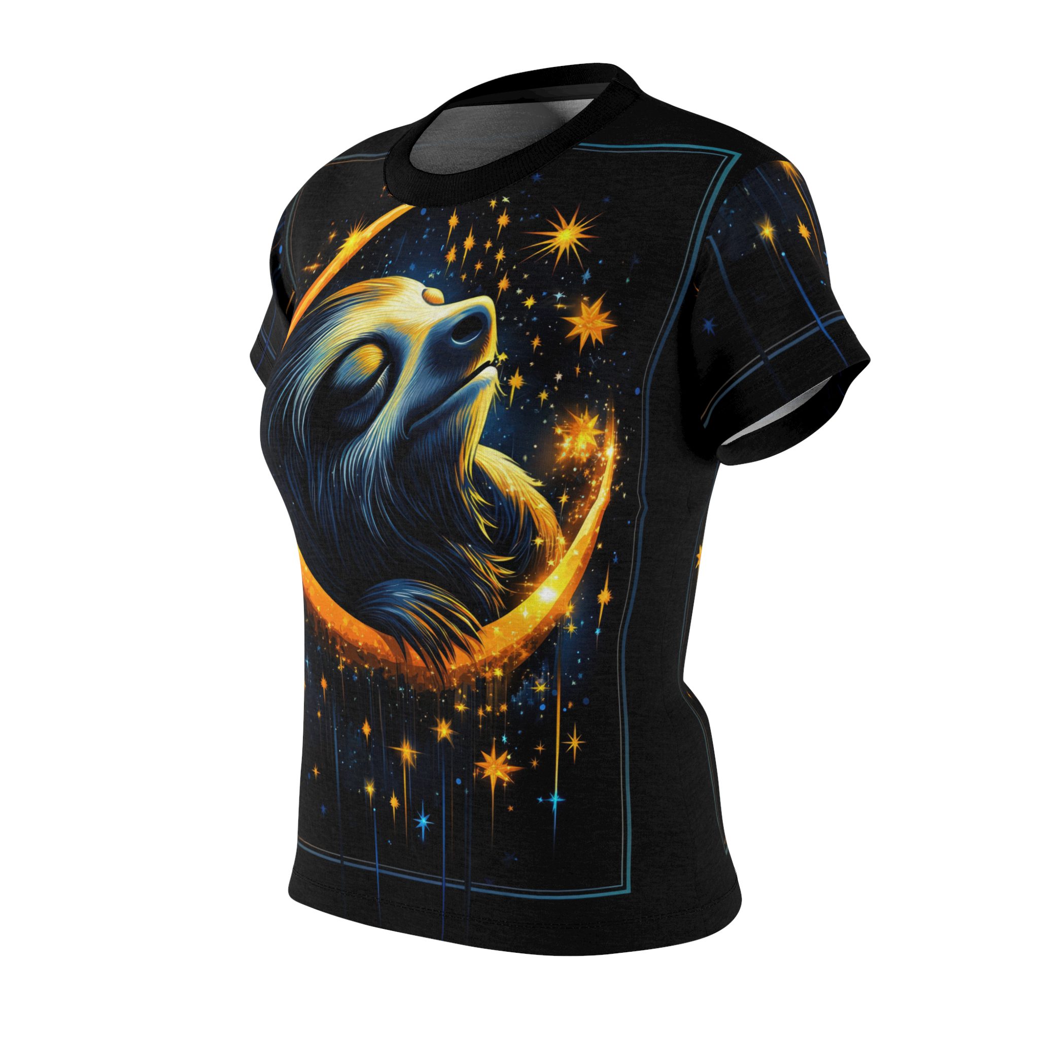 Cosmic Sloth Women's All Over Print Tee - Dreamy Night Sky Design 9 Toasted Styles