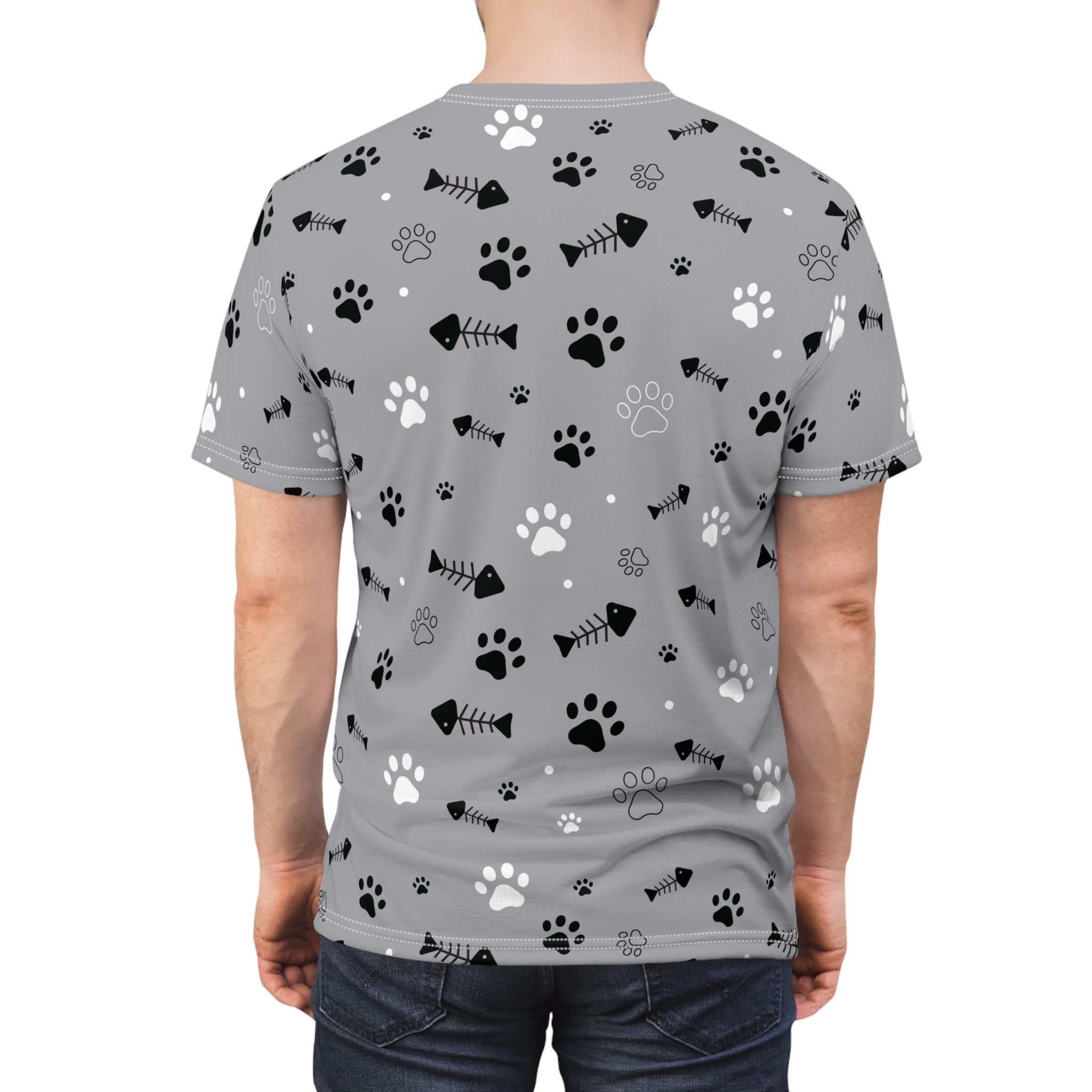 Pet Lover's Unisex All Over Print Tee - Playful Paw Print Design 6 Toasted Styles
