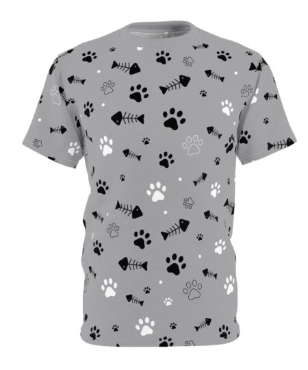 Pet Lover's Unisex All Over Print Tee - Playful Paw Print Design 2 Toasted Styles