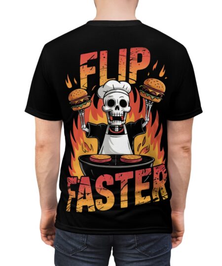 Skull Chef Unisex Tee - 'Flip Faster' BBQ Graphic Shirt 2 Toasted Styles