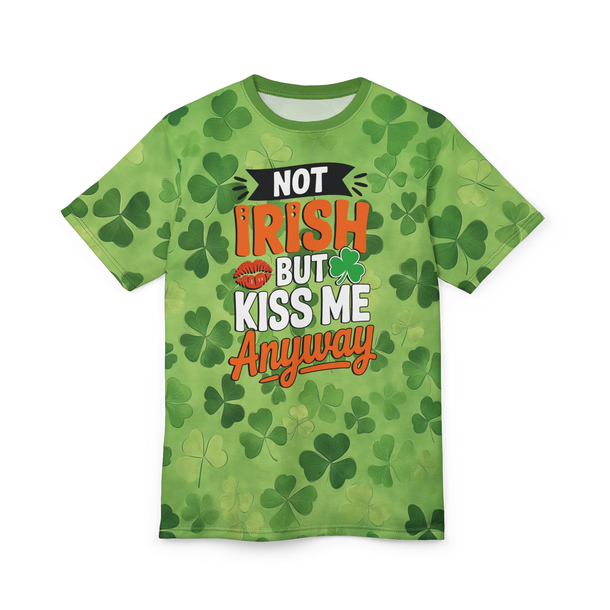 St. Patrick's Day Unisex Tee - "Not Irish But Kiss Me Anyway" Shamrock Irish St Patrick’S Day 3D All Over Printed Tshirt - Image 13