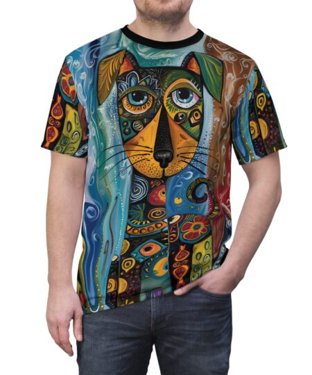 Vibrant Dog Art Unisex Tee - Colorful All Over Print T-Shirt for Dog Lovers 1 Toasted Styles