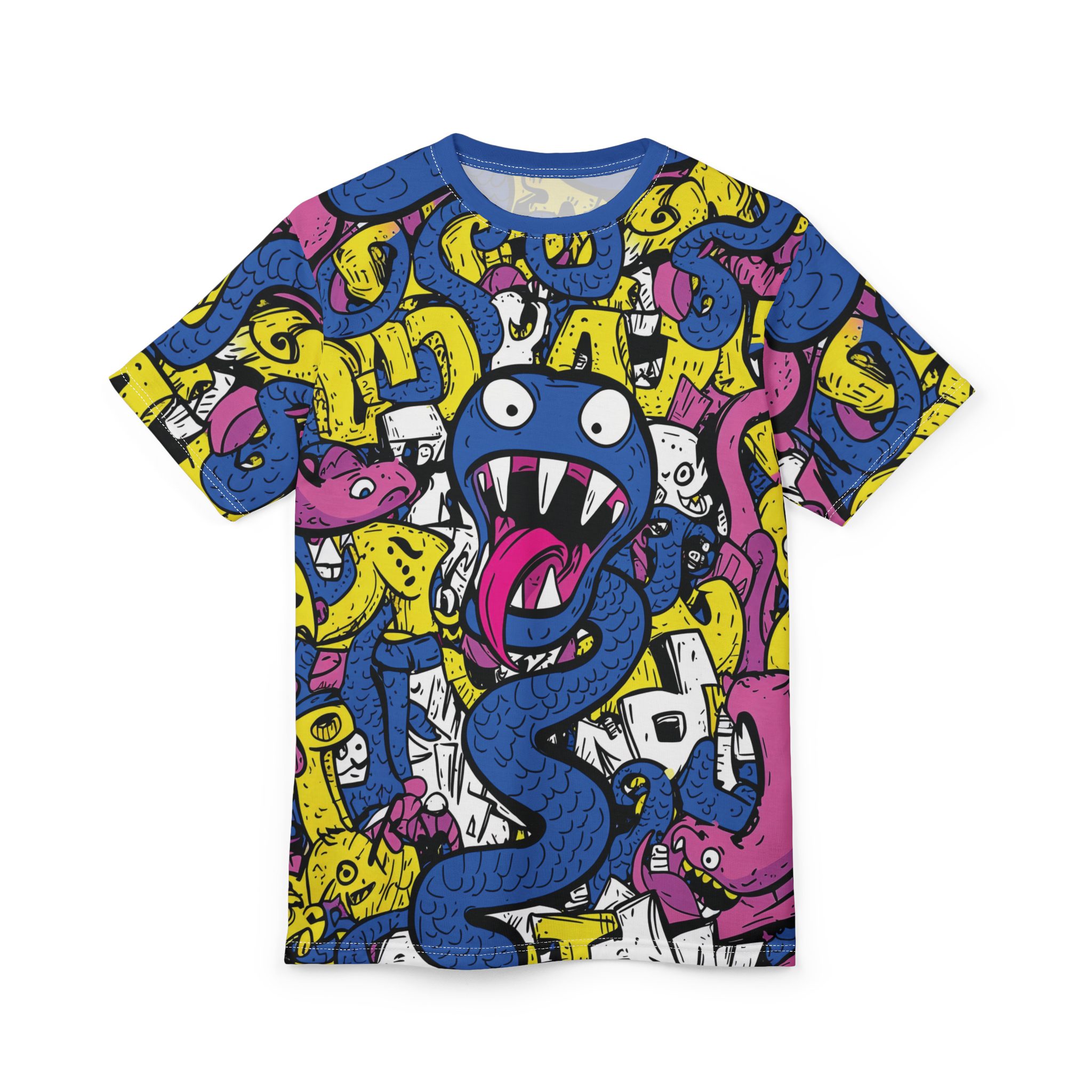 Vibrant Graphic Tee with Monster Print - Unisex All Over Print T-Shirt 3 Toasted Styles