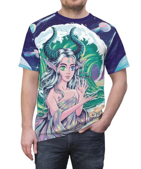 Mystical Fantasy Unisex All Over Print Tee - Enchanted Waves Design