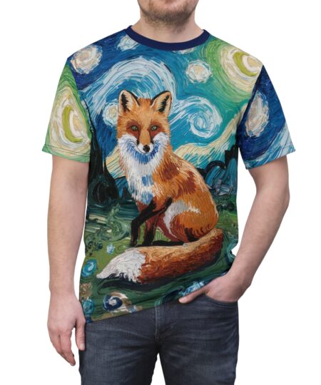 Artistic Fox All Over Print Unisex Tee, Nature-Inspired T-Shirt, Animal Lover Gift