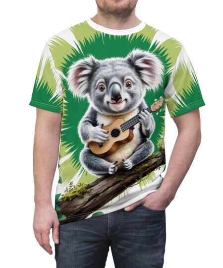 Koala Musician Unisex All Over Print Tee - Fun Graphic Shirt for Animal Lovers