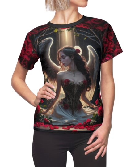 Gothic Angel Floral Tee - Women's All Over Print Shirt