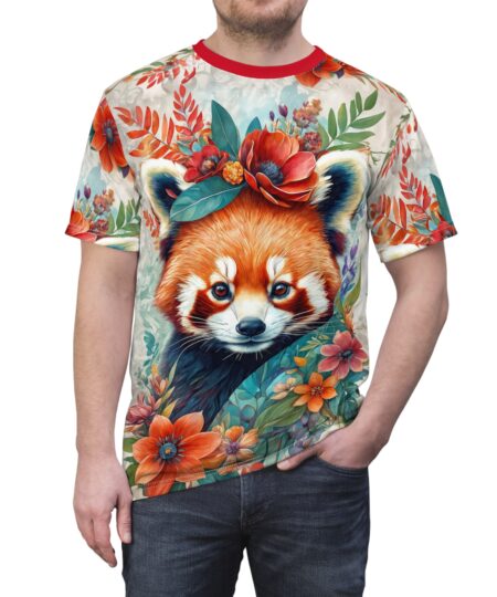 Floral Red Panda Tee, Cute Animal Shirt, Summer Fashion Top, Gift for Animal Lovers, Unique Graphic Tee