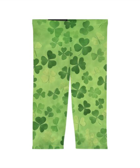 St Patrick's Day Clover Women’s Capri Leggings 8 Toasted Styles