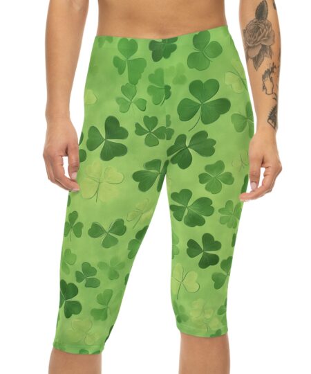 St Patrick's Day Clover Women’s Capri Leggings 7 Toasted Styles