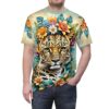 Vibrant Leopard Floral Tee - Bold Wildlife Art