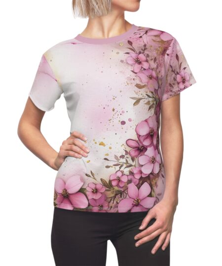 Elegant Floral Print Women's All Over Print Tee, Spring T-Shirt, Nature Tee, Floral Top Elegant Floral Print Women's All Over Print Tee, Spring T-Shirt, Nature Tee, Floral Top
