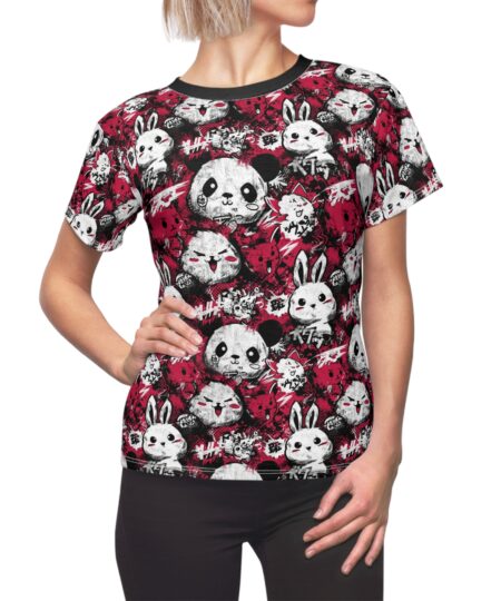 Cute Panda & Bunny Graphic Tee for Animal Lovers, Fun Casual T-Shirt, Cute Gift for Her, Summer Outfit, Nature Enthusiast