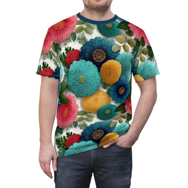 Vibrant Floral Unisex Tee, Colorful Graphic T-Shirt, Summer Apparel, Gift for Nature Lovers, Casual Wear, Trendy Outfit, Floral AOP Design
