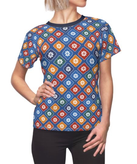 Colorful Floral Print Women's Tee, Casual Summer Shirt, Boho Style Top, Graphic T-Shirt