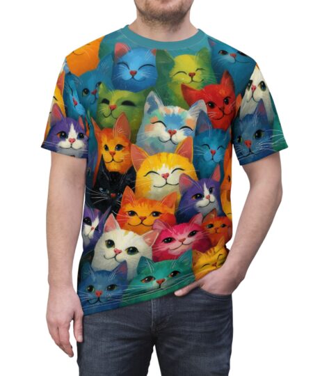 Colorful Cat Print Unisex Tee