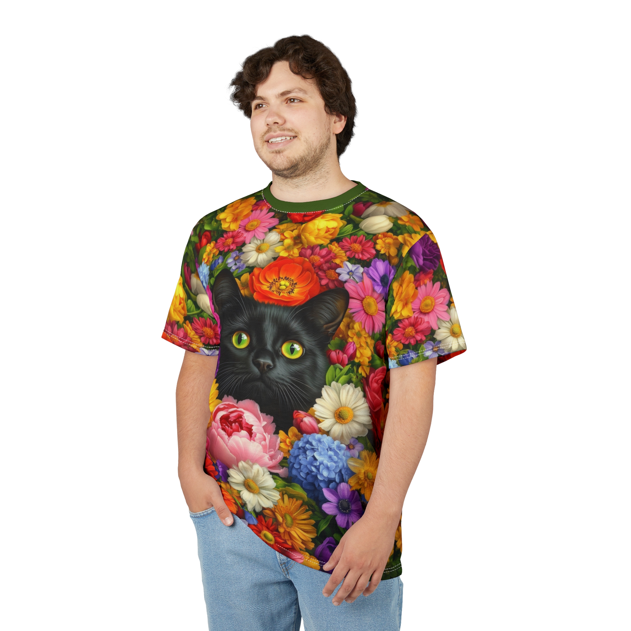 Colorful Floral Cat Tee