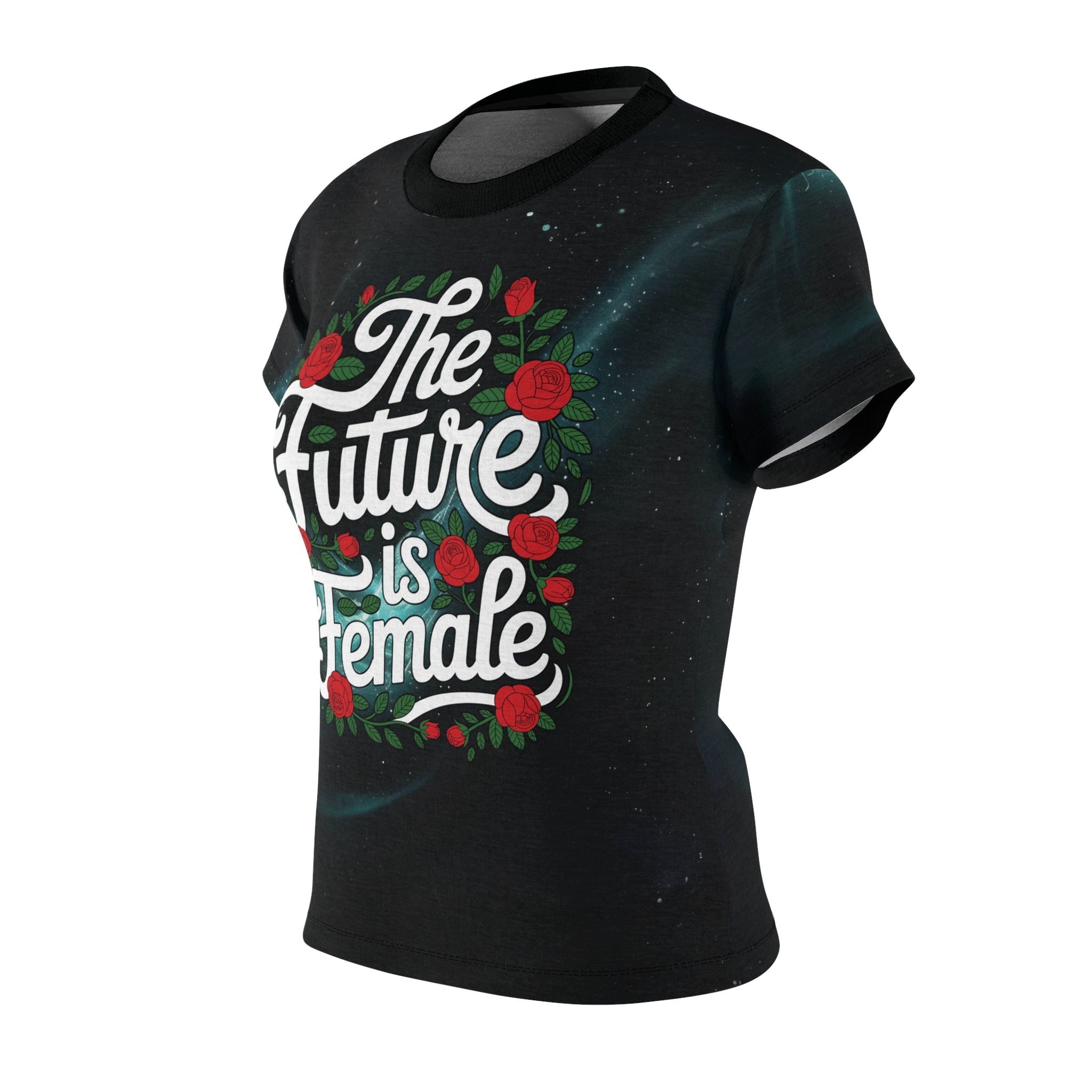The Future is Female Space All Over Print Tee, Empowering Apparel, Women's AOP T-Shirt, Feminist Fashion - Image 3