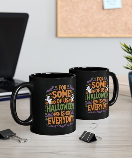 Halloween Everyday Mug, Black Coffee Cup for Spooky Lovers, Fun Gift for Halloween Fans