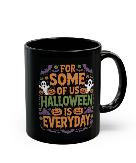 Halloween Everyday Mug, Black Coffee Cup for Spooky Lovers, Fun Gift for Halloween Fans