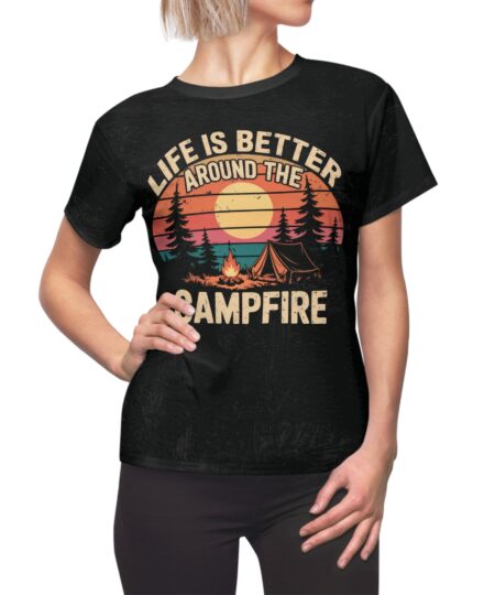 Campfire Vibes Women's Tee, Outdoor Adventure Shirt, Nature Lover's Gift, Camping Apparel