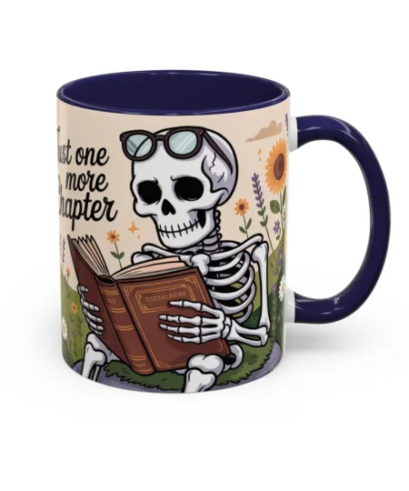 Just One More Chapter Reading Skeleton Coffee Mug | Fun Gift for Book Lovers | Halloween Decor Assorted Colors