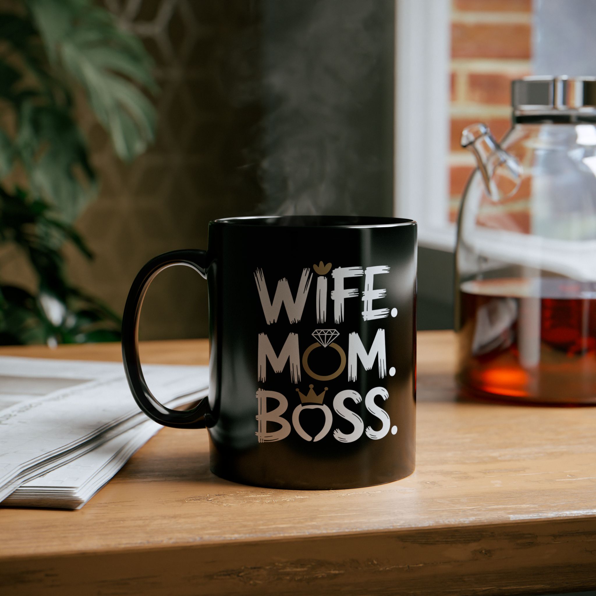 High-quality Black Ceramic Mug for Wives, Moms, & Bosses - Perfect Gift for Mother's Day, Birthday, or Celebration! – dishwasher-safe printed mug