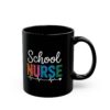 A black mug with the words 
