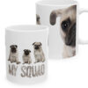 Elegant Pug Family Ceramic Mug - My Squad Design, Pet Lover Gift, Coffee Tea Mug, Dog-Themed Drinkware, Animal Lover Gift – stylish everyday drinkware