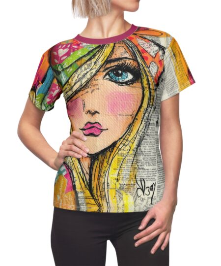Vibrant Art Tee for Women, Artistic Printed T-Shirt, Unique Fashion Top, Gift for Art Lovers, Boho Style Design