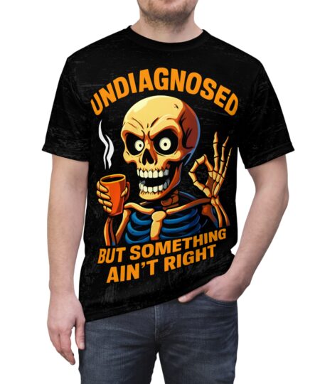 Unisex Skeleton Tee - Quirky Undiagnosed Humor Shirt, Halloween Costume, Mens/Womens Casual Wear, Fun Gift for Friends, Spooky Vibe