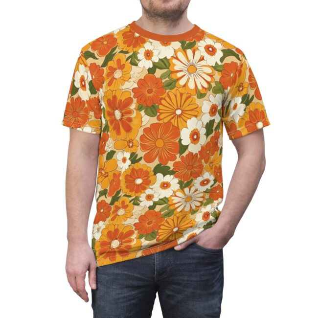 Floral Print Unisex Tee, Colorful Spring Shirt, Casual Summer Top, Unique Gift for Her, Retro Style Clothing