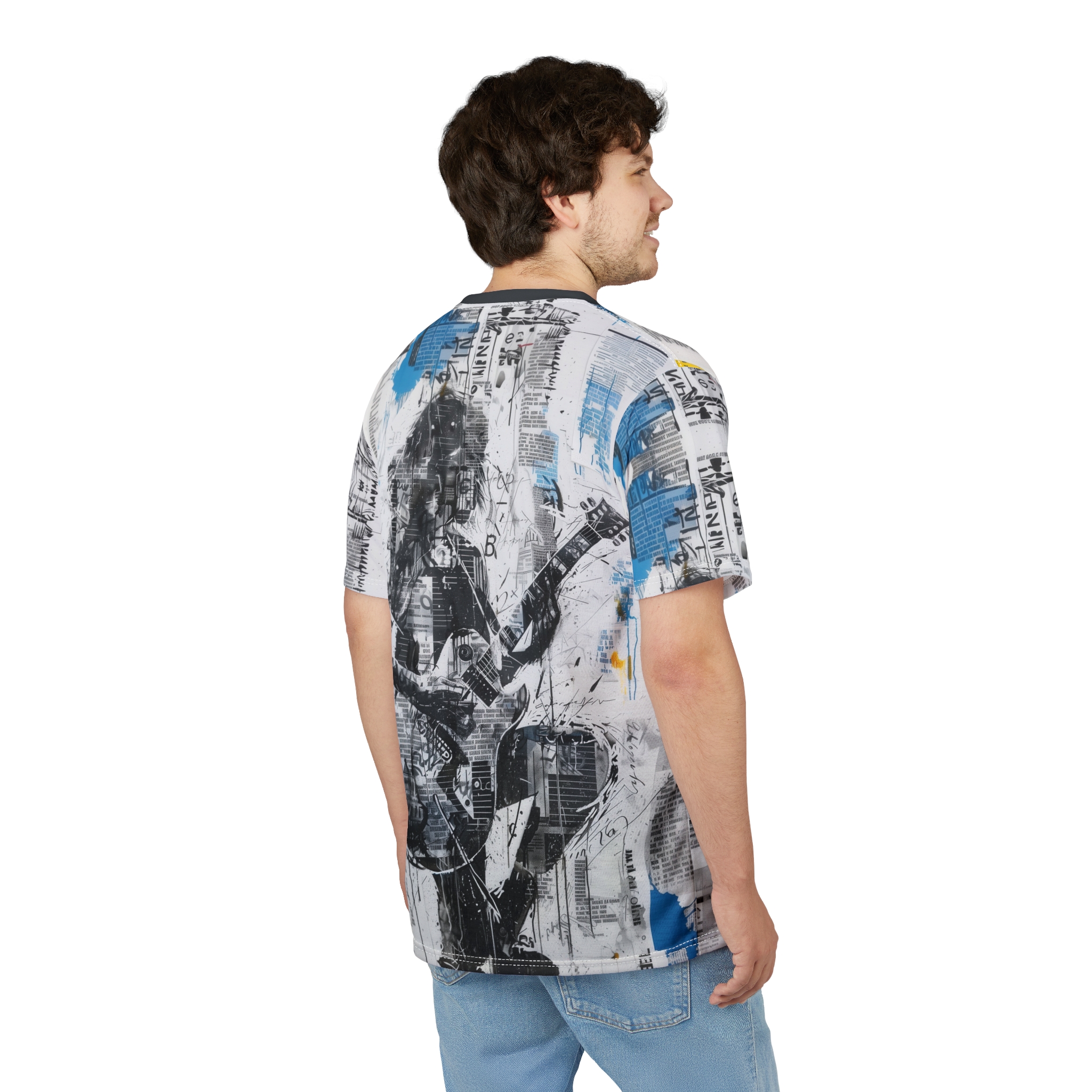 Rockin' Unisex Graphic Tee, Music Lover Shirt, AOP Band Tee, Gift for Guitarists, Edgy Fashion Top - Image 5