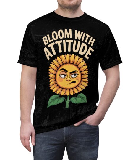 Attitude Sunflower Tee | Fun Graphic T-Shirt, Gift for Flower Lovers, Quirky Style, Casual Wear, Perfect for Summer