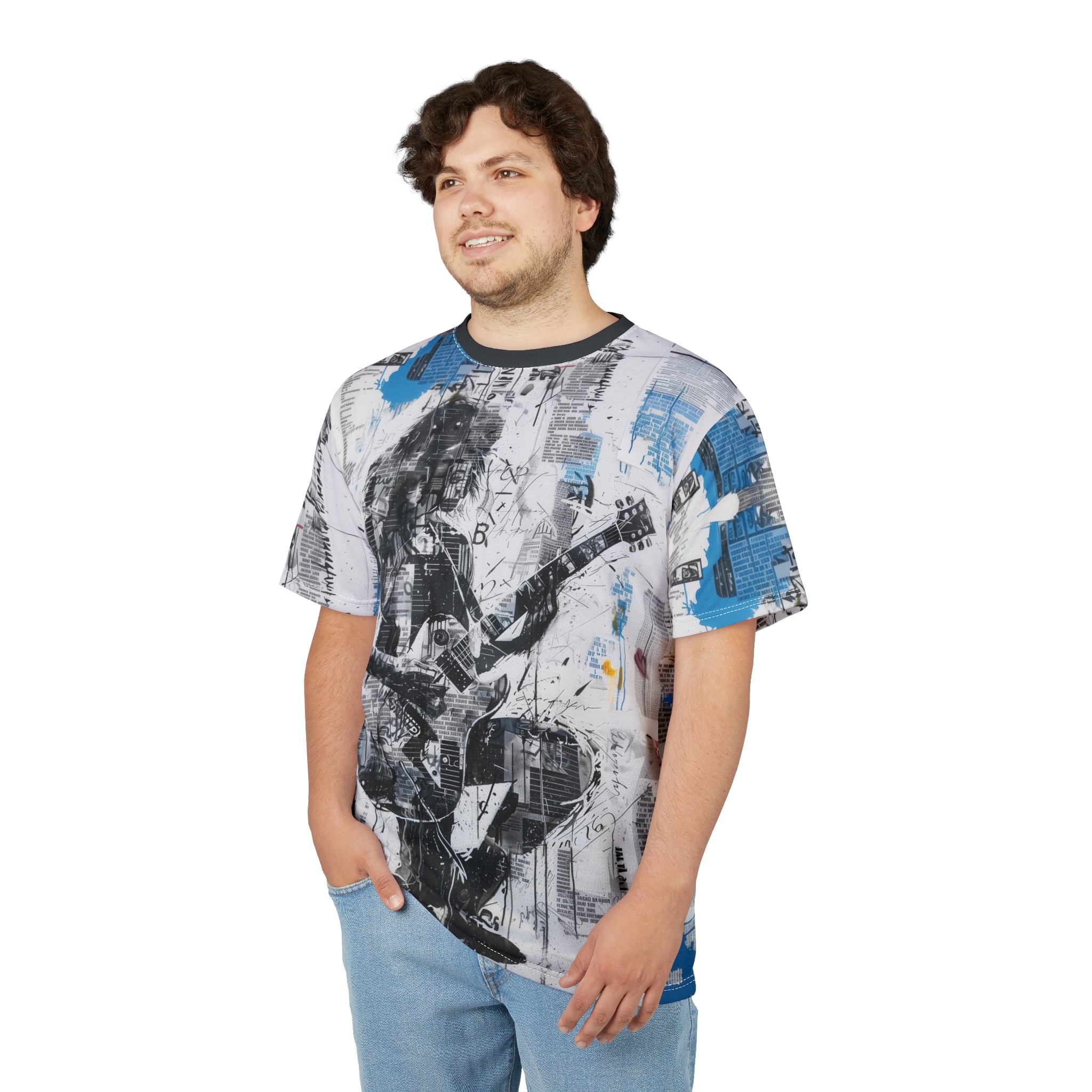 Rockin' Unisex Graphic Tee, Music Lover Shirt, AOP Band Tee, Gift for Guitarists, Edgy Fashion Top - Image 4