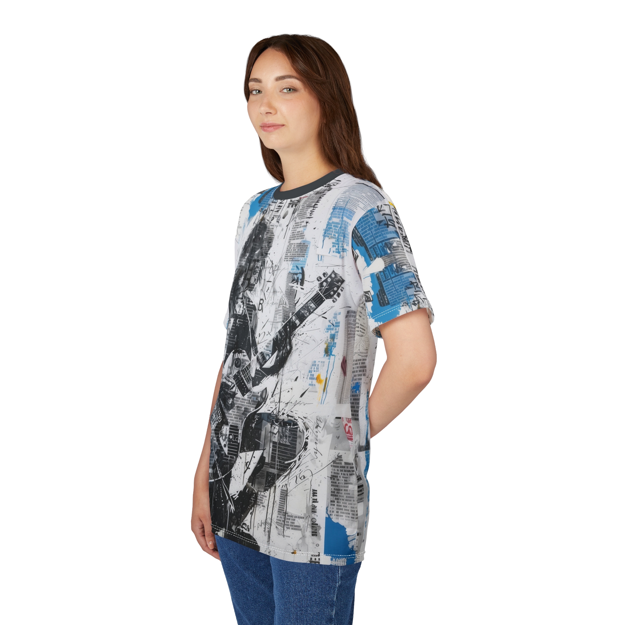 Rockin' Unisex Graphic Tee, Music Lover Shirt, AOP Band Tee, Gift for Guitarists, Edgy Fashion Top - Image 7