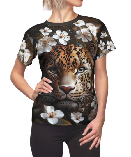 Floral Leopard Women's Tee - Nature Lover's Shirt, Animal Print Top, Casual Graphic Tee