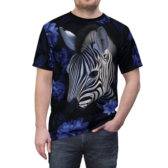 Stylish Zebra Art Tee | Unisex AOP T-Shirt, Unique Animal Print, Trendy Graphic Tee, Casual Wear, Gift for Animal Lovers