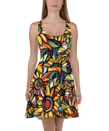 Vibrant Floral Skater Dress Perfect for Spring, Casual Style, Summer Wardrobe