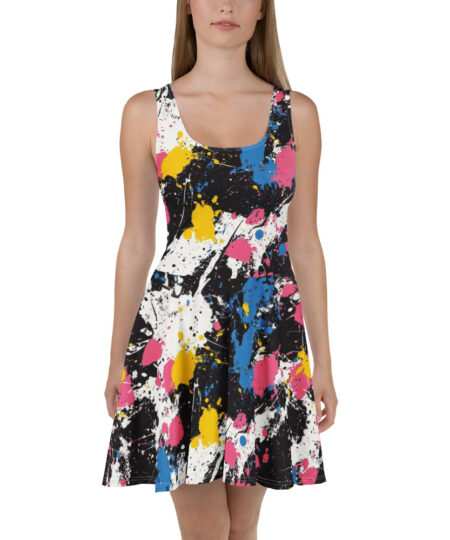 Colorful Splash Artistic  Skater Dress