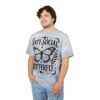 Light grey tie-dye patterns cover this oversized full print tee, featuring a large butterfly graphic with the text