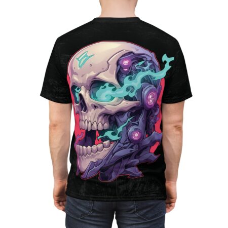 Alternative view of Edgy Graphic Tee - Unisex Skull Design All Over Print T-Shirt