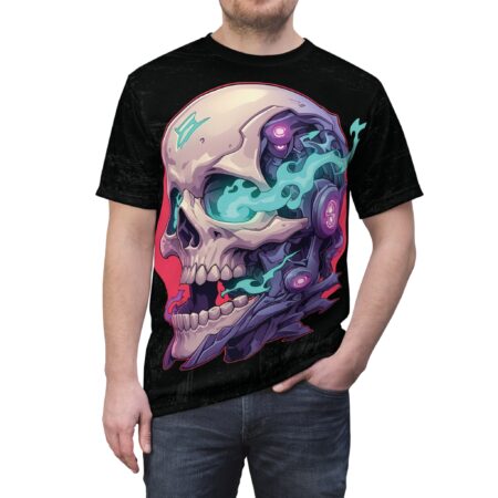 Edgy Graphic Tee - Unisex Skull Design All Over Print T-Shirt