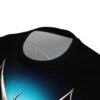 White, black, and neon blue accents cover this oversized full print tee, depicting a futuristic fox with sharp, angular lines against a gradient background.