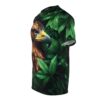 Green leaves, sharp eagle head cover this graphic streetwear tee, depicting majestic wildlife in dense foliage.