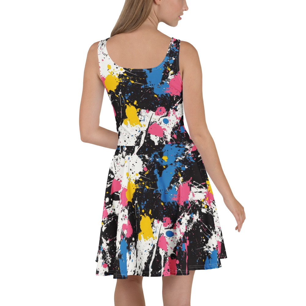 Flirty Colorful Splash Artistic Skater Dress – twirly skater-style women’s dress